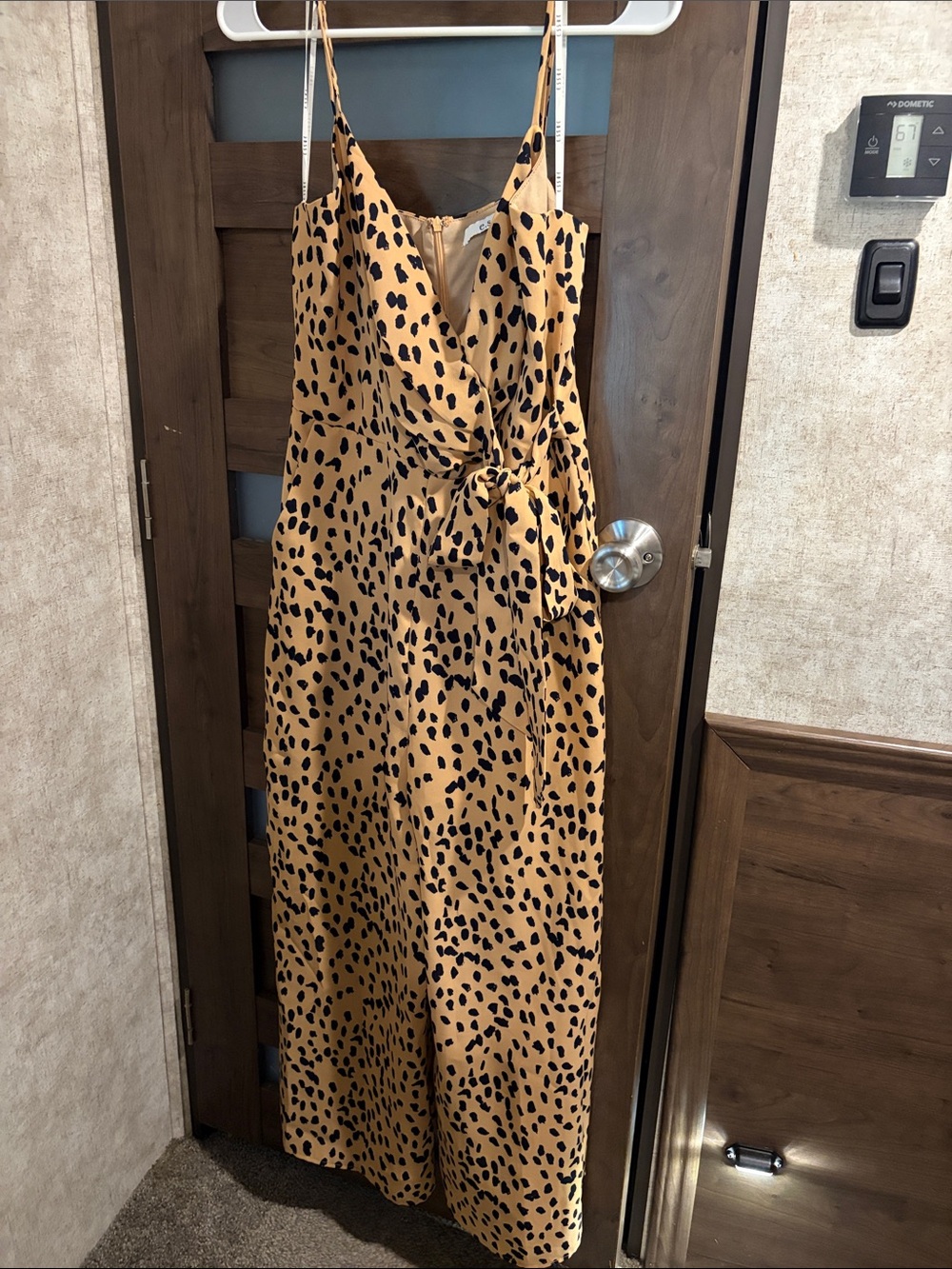 Spotted Wrap-Front Cheetah Jumpsuit